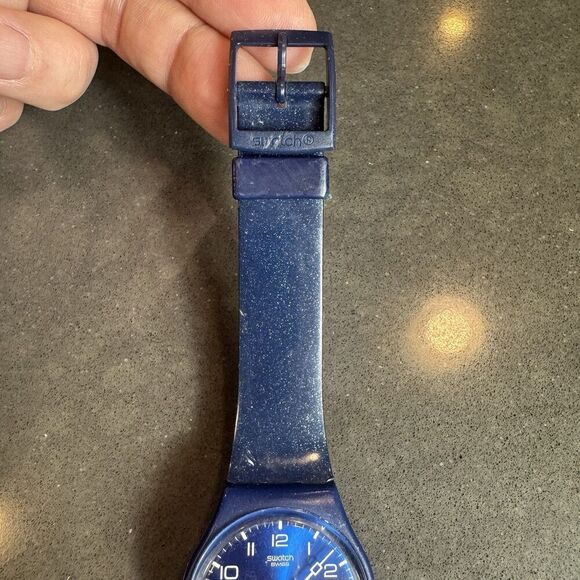 Swatch Watch Just Blue GN715 Blue Sparkling 34mm 2001 Glitter Y2K main image 4